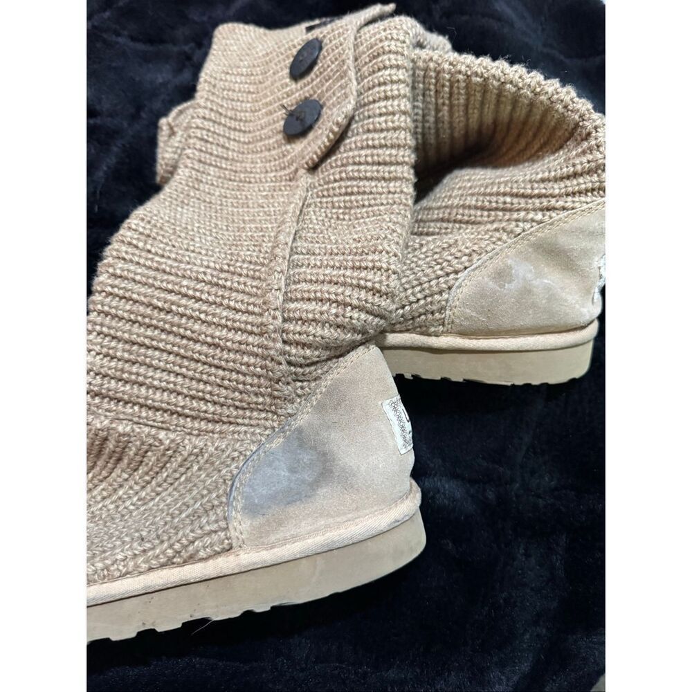 Sz 10 sweater knit tan/brown Cardy UGG boots tall or fold over wear - Picture 8 of 10
